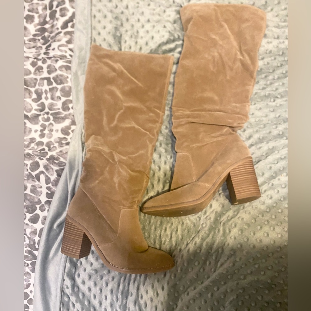 Universal Thread slouch boot in taupe nubuck.